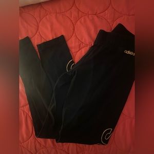 Womens adidas black and gold leggings
